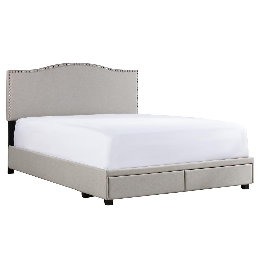 Kiley Queen Upholstered Adjustable Storage Bed, Fog. Picture 4