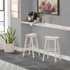 Moreno Non-Swivel Backless Bar Height Stool - Sea White Wood Finish. Picture 2