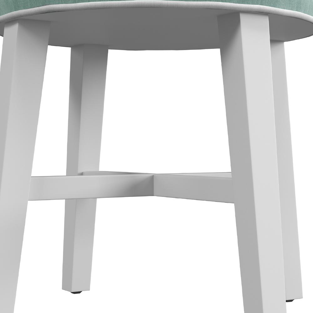 Sophia Tufted Backless Vanity Stool, White with Spa Blue Fabric. Picture 8