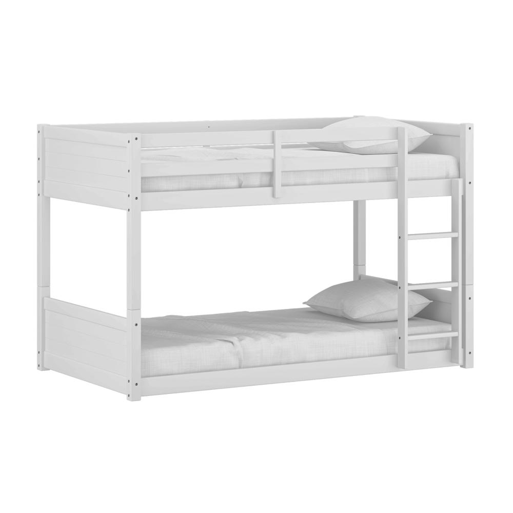 Living Essentials by Hillsdale Capri Wood Twin Over Twin Floor Bunk Bed, White. Picture 1