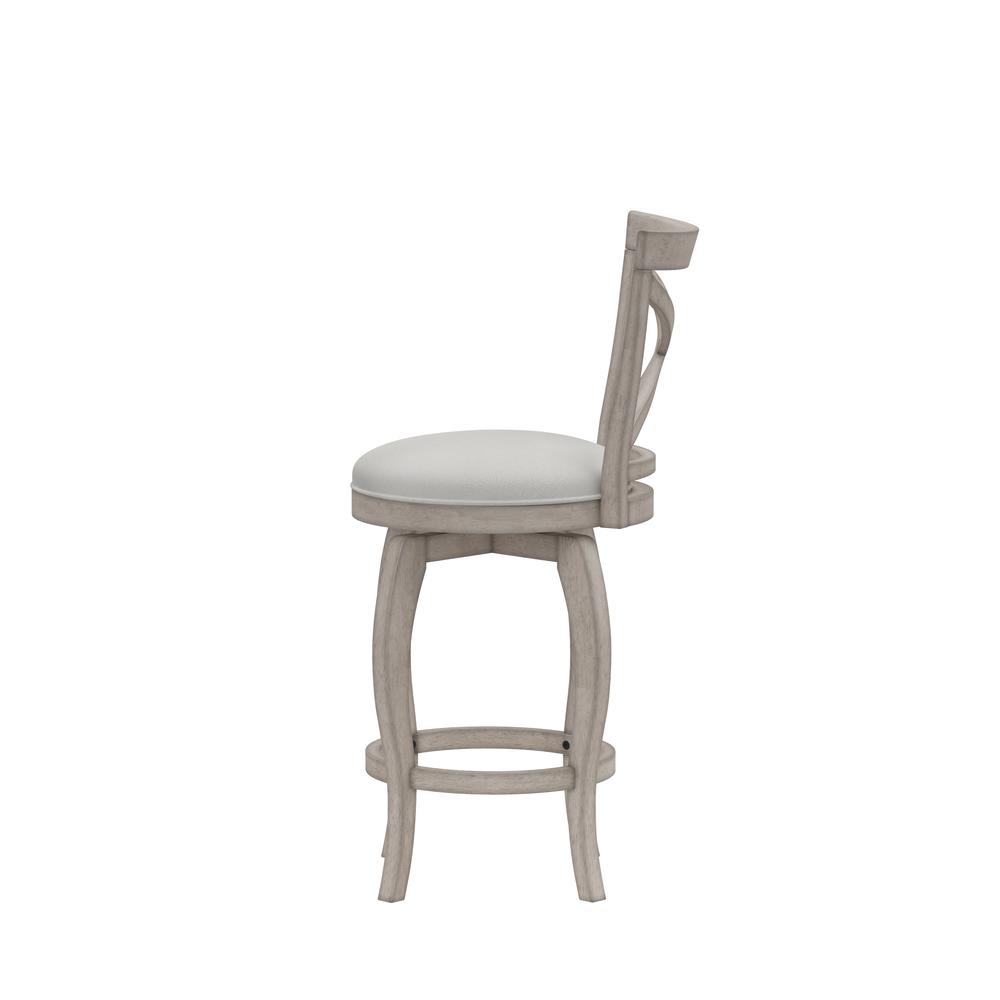 Ellendale Wood Counter Height Swivel Stool, Aged Gray with Fog Gray Fabric. Picture 5