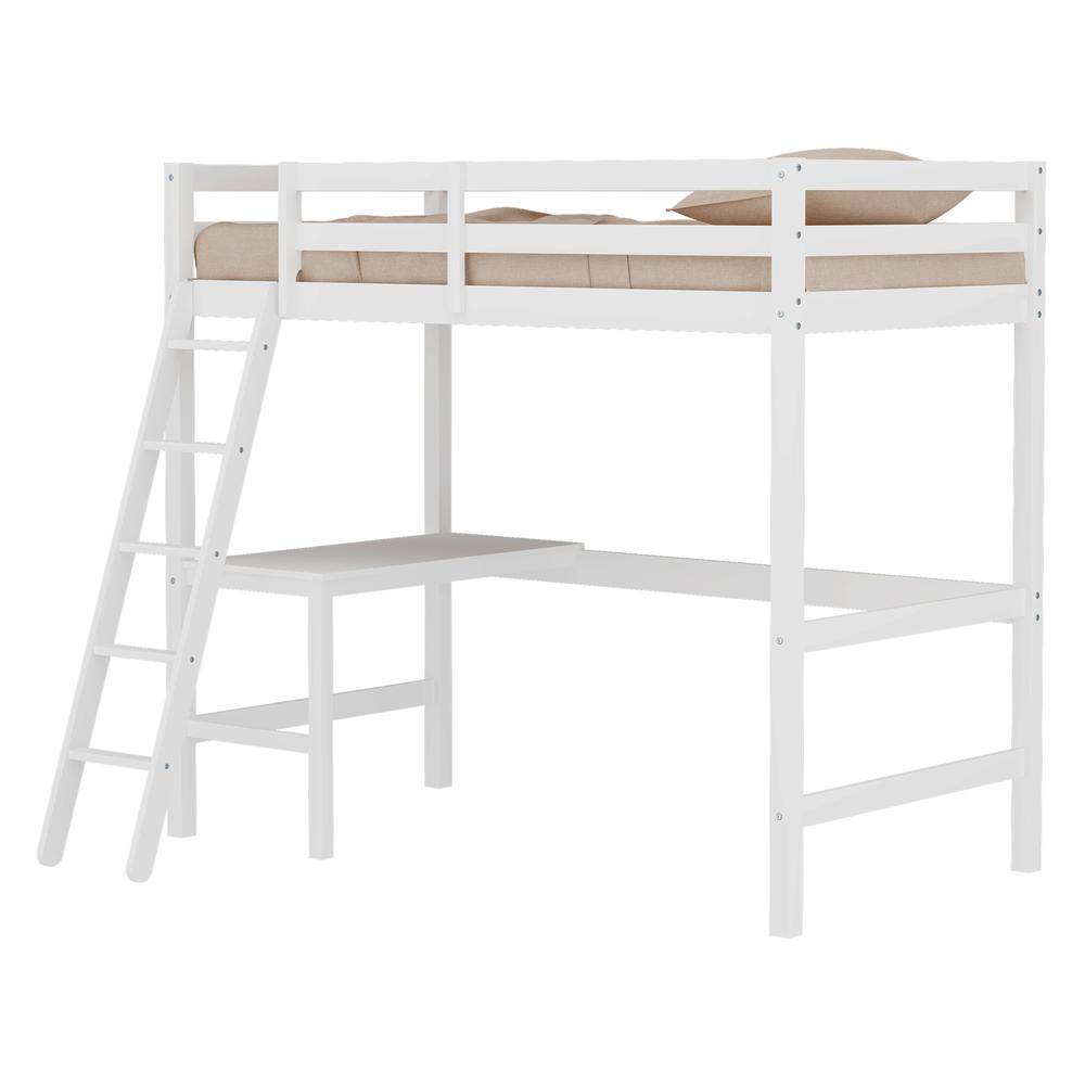 Hillsdale Kids and Teen Caspian Wood Twin Loft Bed, White. Picture 1