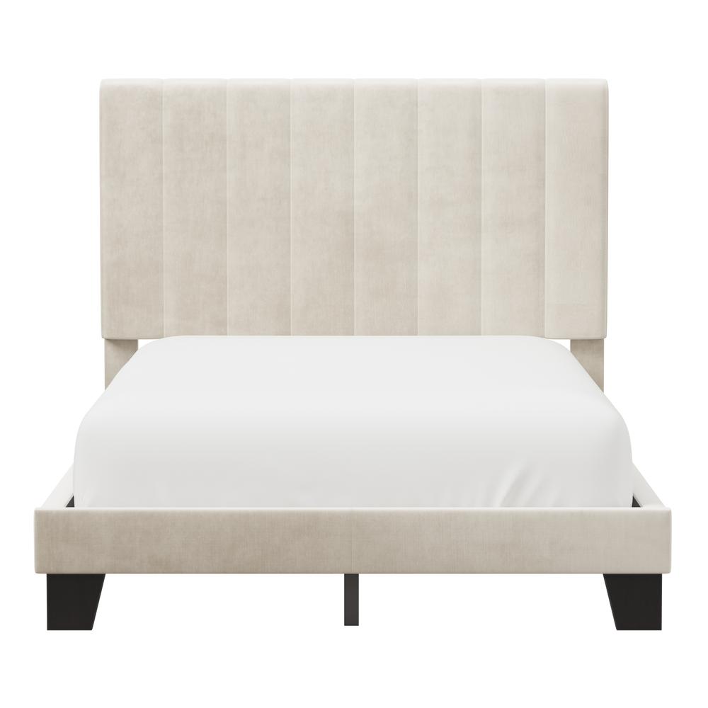 Crestone Upholstered Adjustable Height Full Platform Bed, Cream. Picture 2