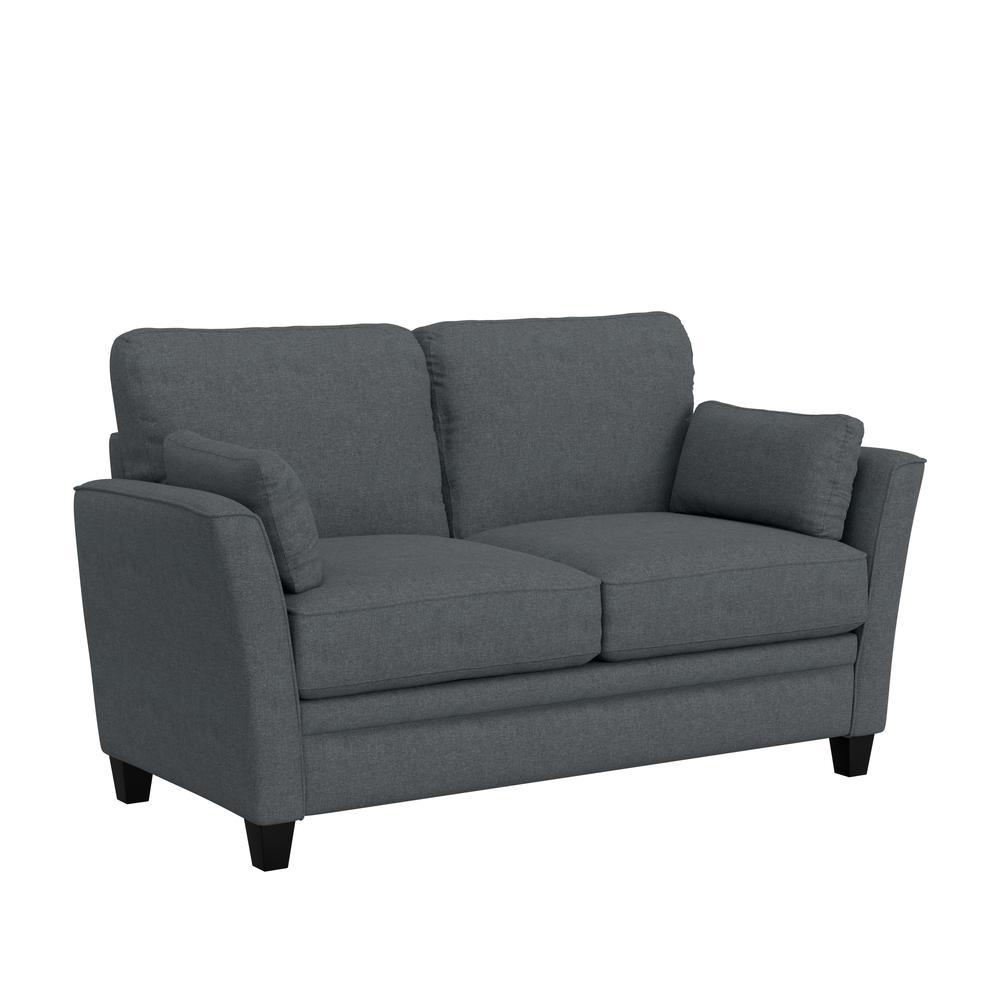 Grant River Upholstered Loveseat with 2 Pillows, Gray. Picture 1