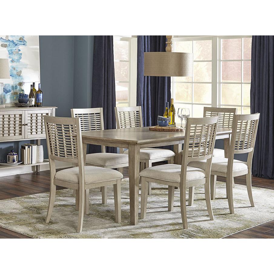 Ocala Wood 7 Piece Rectangle Dining, Sandy Gray. Picture 2