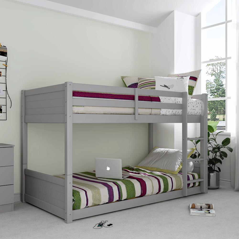 Living Essentials by Hillsdale Capri Wood Twin Over Twin Floor Bunk Bed, Gray. Picture 4