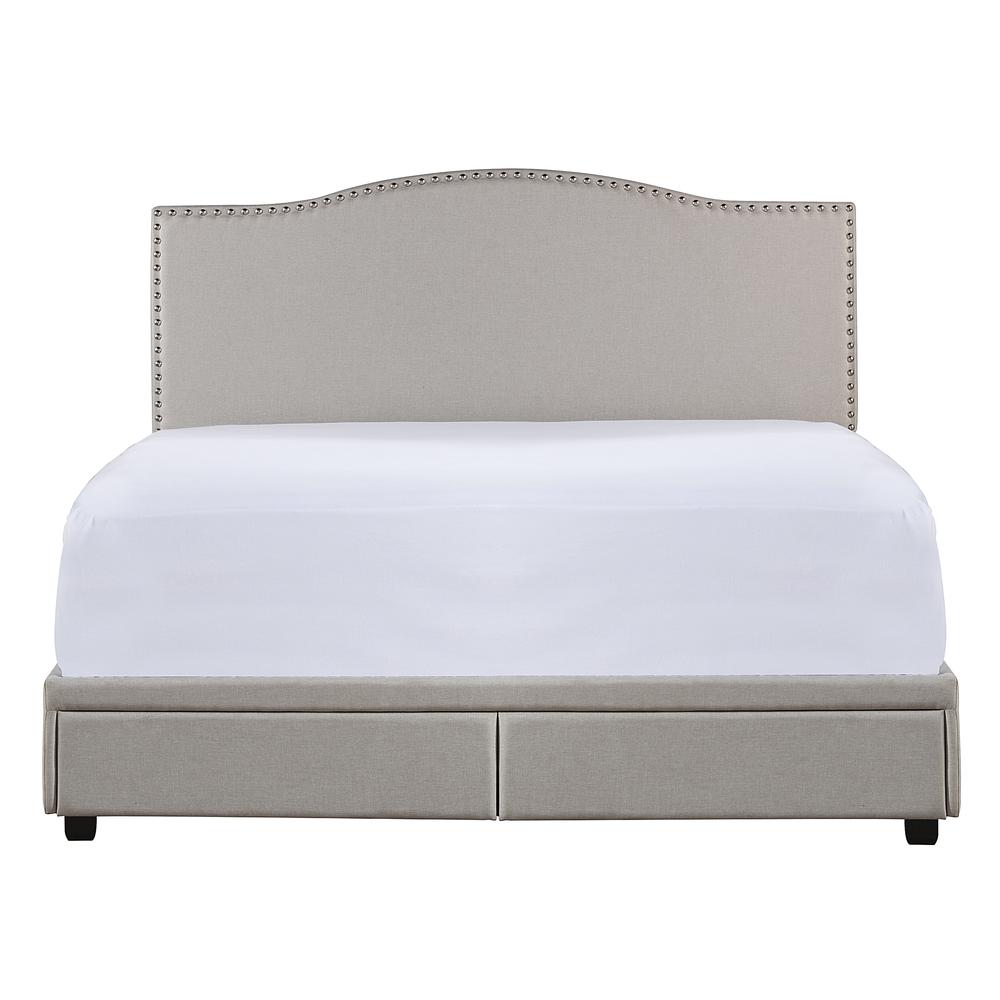 Kiley Queen Upholstered Adjustable Storage Bed, Fog. Picture 3
