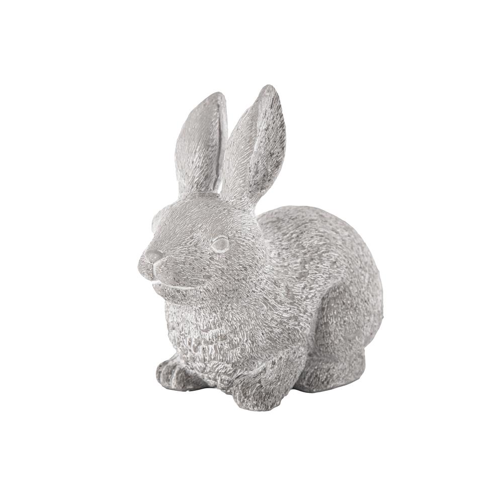 Cement Sitting Baby Bunny Figurine Washed Concrete Finish Gray. The main picture.