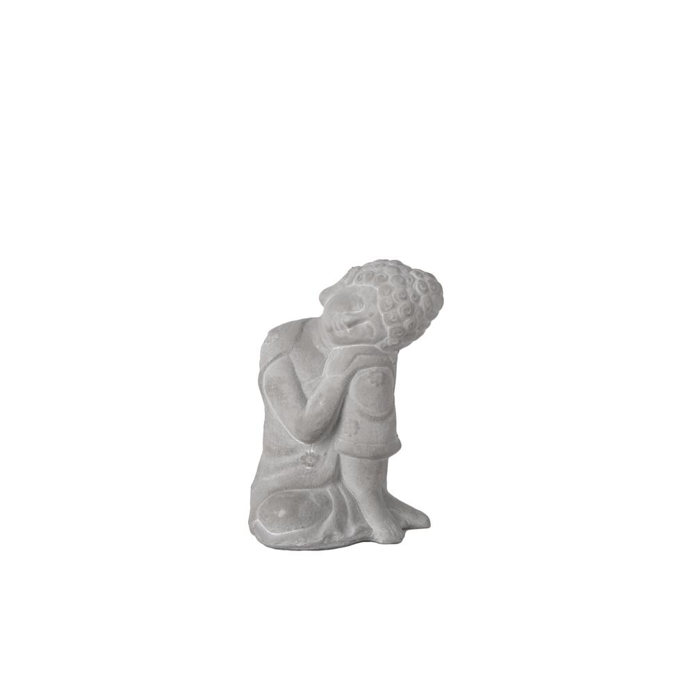 Cement Resting Head Buddha Figurine Washed Concrete Finish Gray. The main picture.