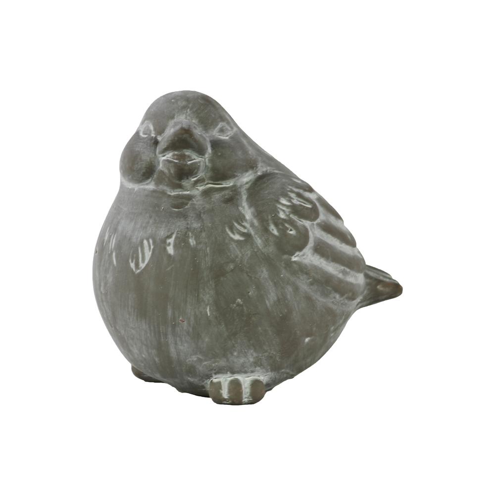 Terracotta Bird Figurine Looking Left  Washed Finish Gray. The main picture.