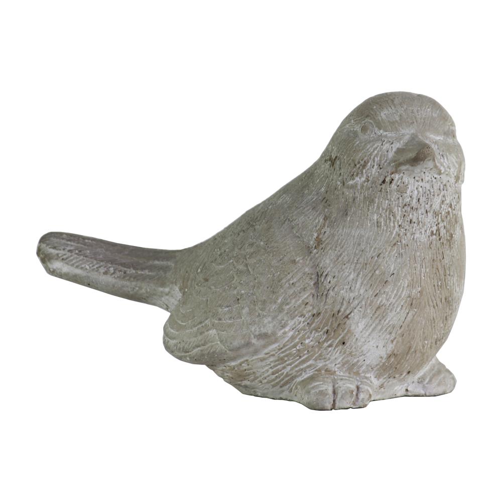 Cement Sitting Bird Figurine with Head Upward Concrete Finish Gray. The main picture.