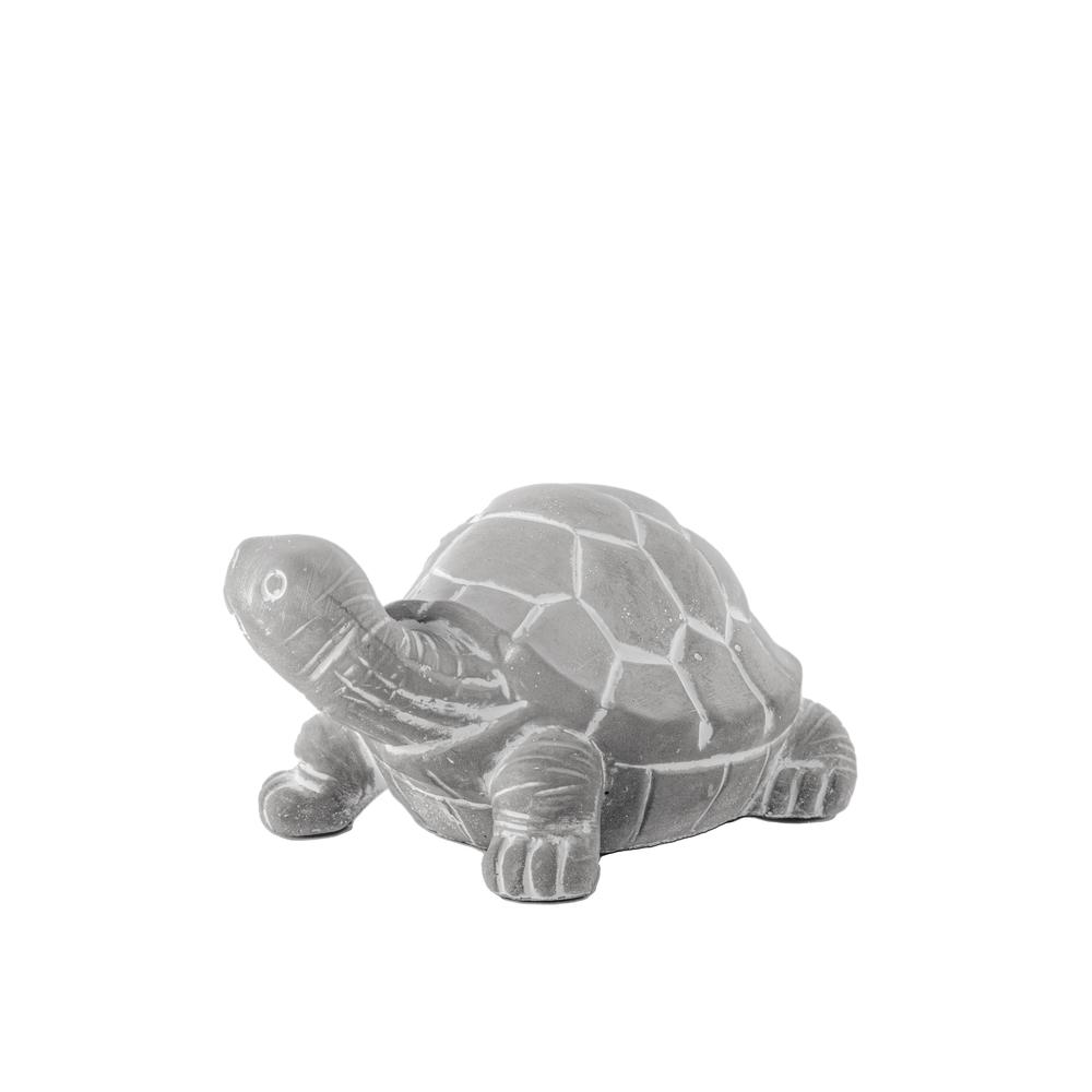 Cement Standing Turtle Facing Right Figurine Washed Concrete Finish Gray. Picture 1