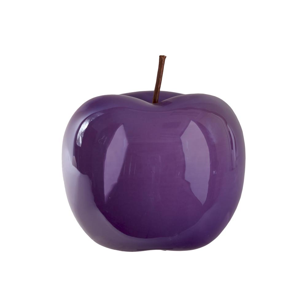 Ceramic Apple Figurine LG Pearlescent Finish Purple. Picture 1