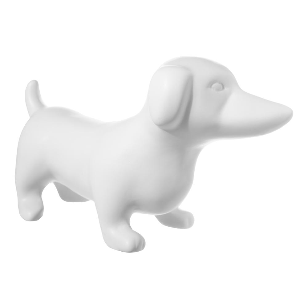 Ceramic Standing Dachshund Dog Figurine Matte Finish White. The main picture.