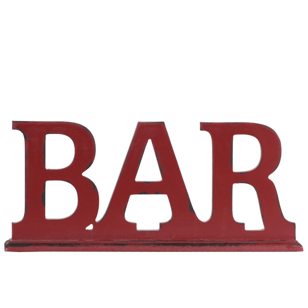 Wood Alphabet Tabletop Decor Letter "BAR" on Rectangular Stand Coated Finish Red. The main picture.