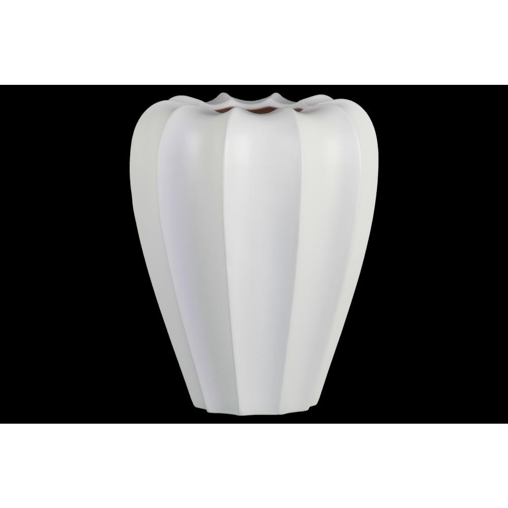 Ceramic Patterned Vase with Tapered Bottom Matte Finish White, Large. The main picture.