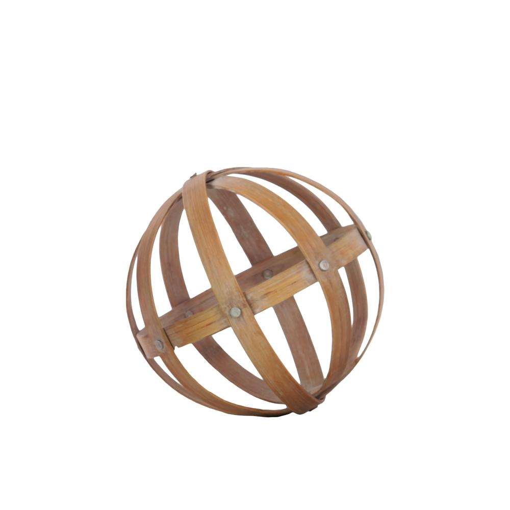 Bamboo Round Dyson Orb Sphere Decor MD Natural Finish Brown. The main picture.