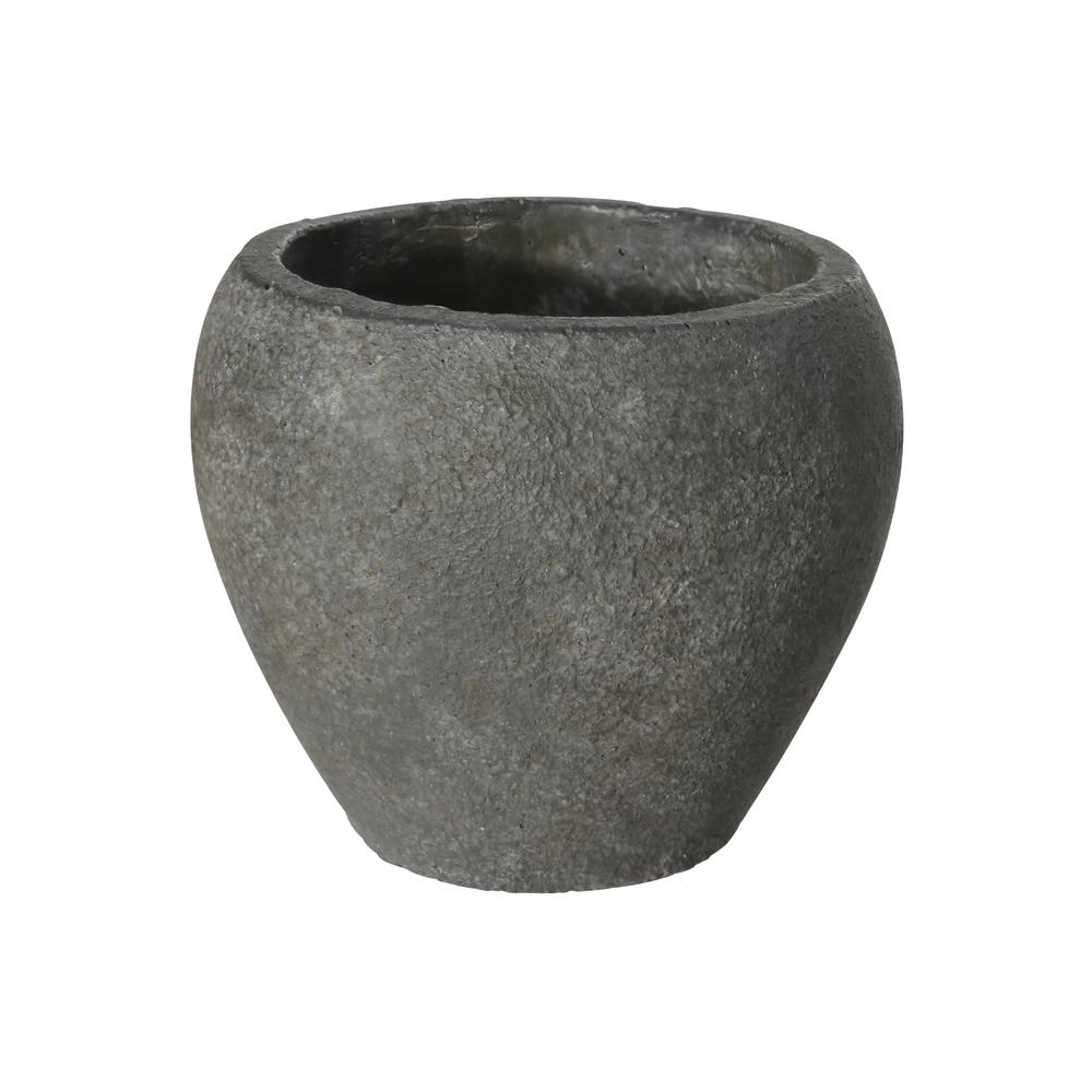 Terracotta Low Round Pot with Tapered Bottom Rough Finish Gray, Xlarge. The main picture.