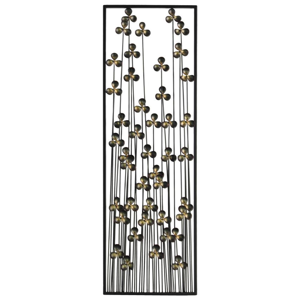 Metal Rectangular Wall Decor with Clover Design Coated Finish Black. The main picture.