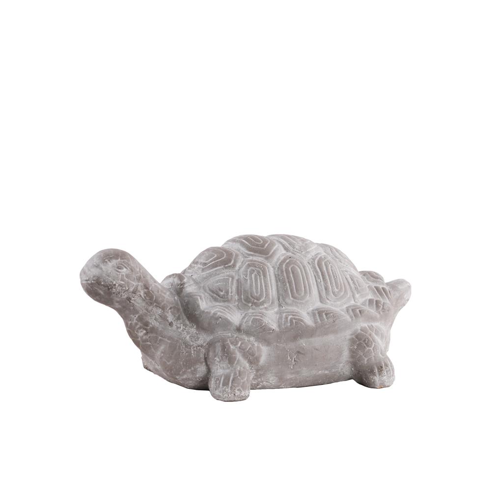 Terracotta Tortoise Figurine SM Washed Concrete Finish Gray. Picture 1