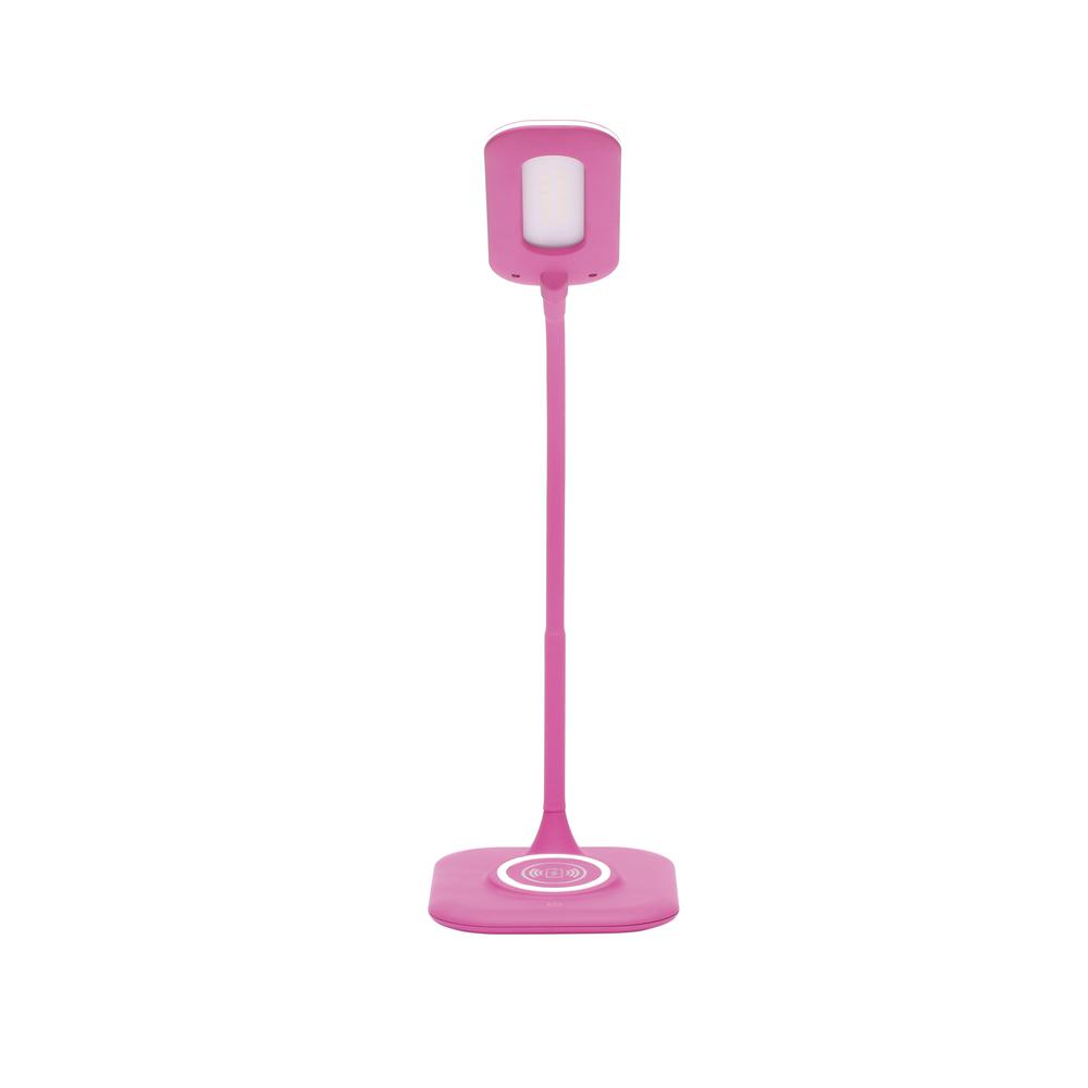 LED Desk Lamp with Integrated Wireless Charging Station, Pink. Picture 2