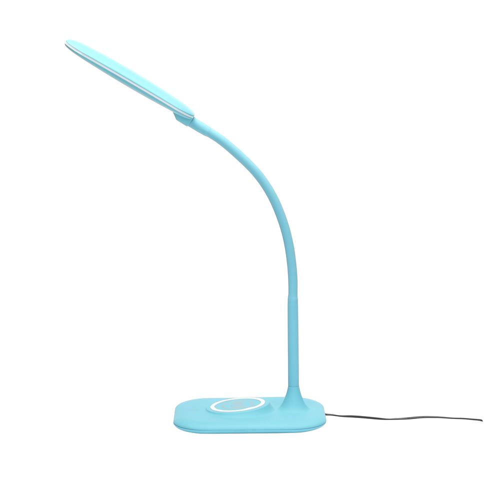 LED Desk Lamp with Integrated Wireless Charging Station, Teal. Picture 5