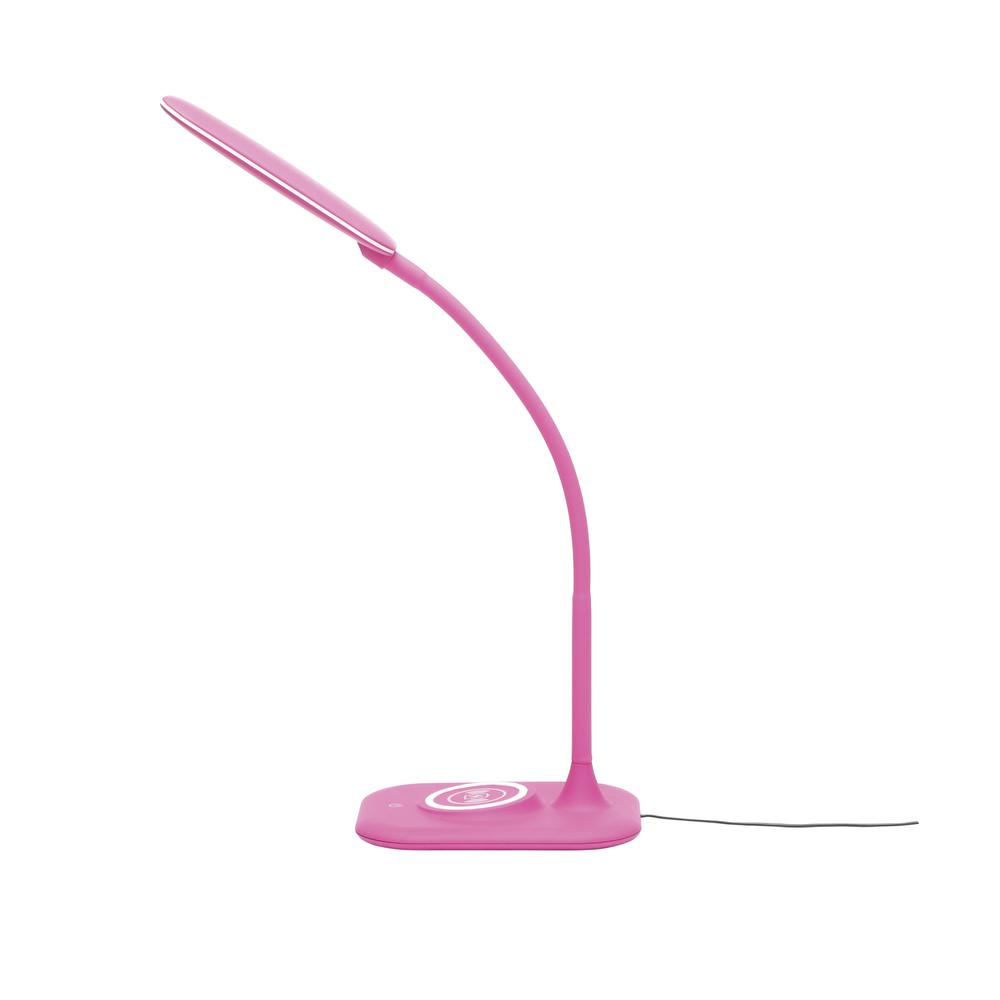 LED Desk Lamp with Integrated Wireless Charging Station, Pink. Picture 5