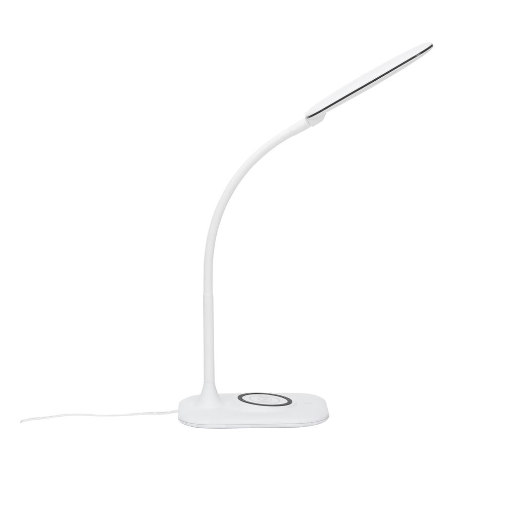 LED Desk Lamp with Integrated Wireless Charging Station, White. Picture 4