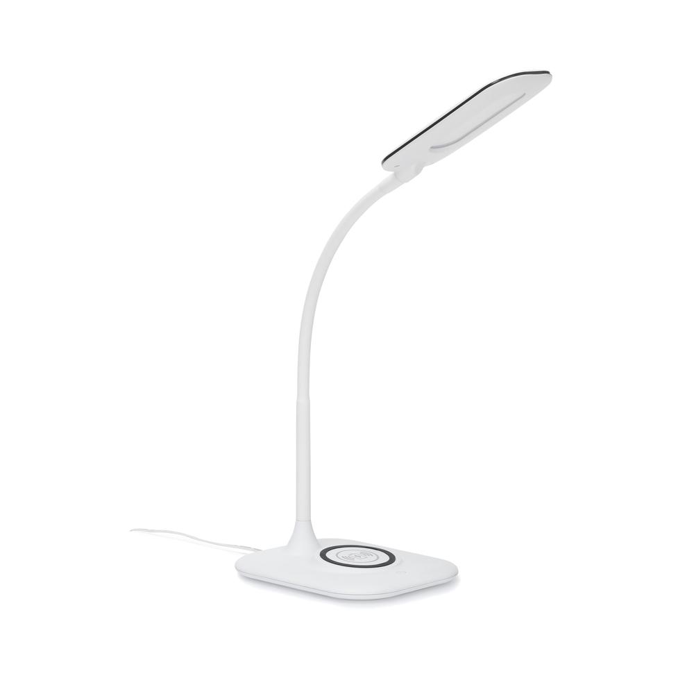 LED Desk Lamp with Integrated Wireless Charging Station, White. Picture 1