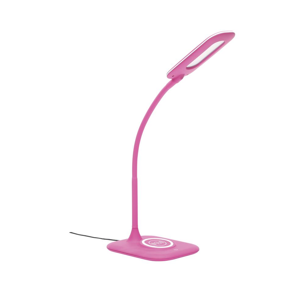 LED Desk Lamp with Integrated Wireless Charging Station, Pink. Picture 1