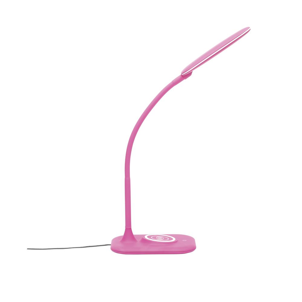 LED Desk Lamp with Integrated Wireless Charging Station, Pink. Picture 4