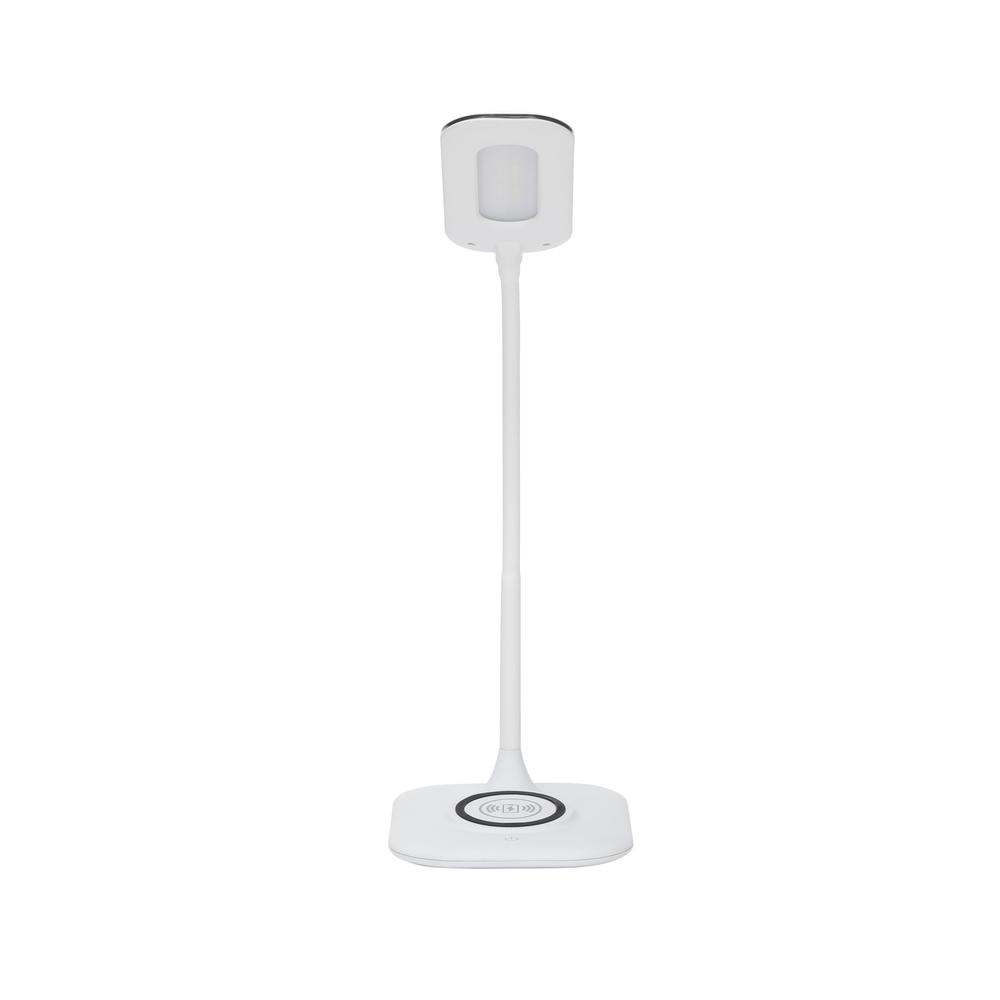 LED Desk Lamp with Integrated Wireless Charging Station, White. Picture 2