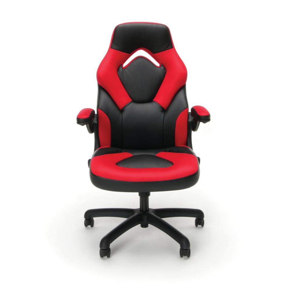 OFM Collection Racing Style Bonded Leather Gaming Chair, in Red (ESS-3085-RED). Picture 2