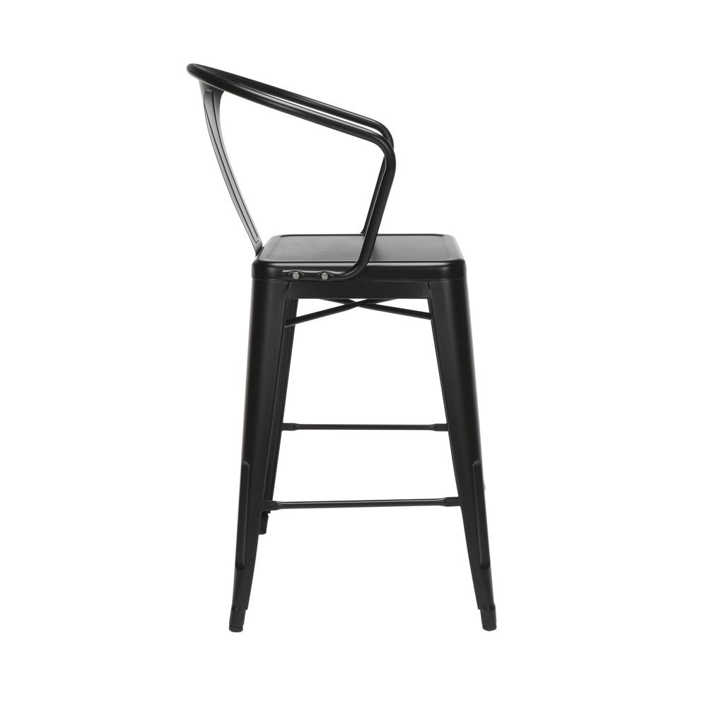 The OFM 161 Collection Industrial Modern 26" Mid Back Metal Arm Chair Stools, 4 Pack, provide a comfortable, yet sophisticated, counter height seating solution for cafe tables and bars, suitable for i. Picture 4