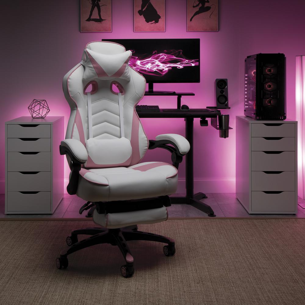 RESPAWN 110 Racing Style Gaming Chair with Footrest, in Pink. Picture 12
