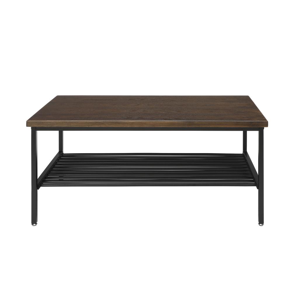 The OFM 161 Collection Industrial Modern Wood Top/Metal Frame Coffee Table with Metal Shelf blends easily in living rooms, recreational spaces, lobbies, and reception areas and provides the perfect pl. Picture 3