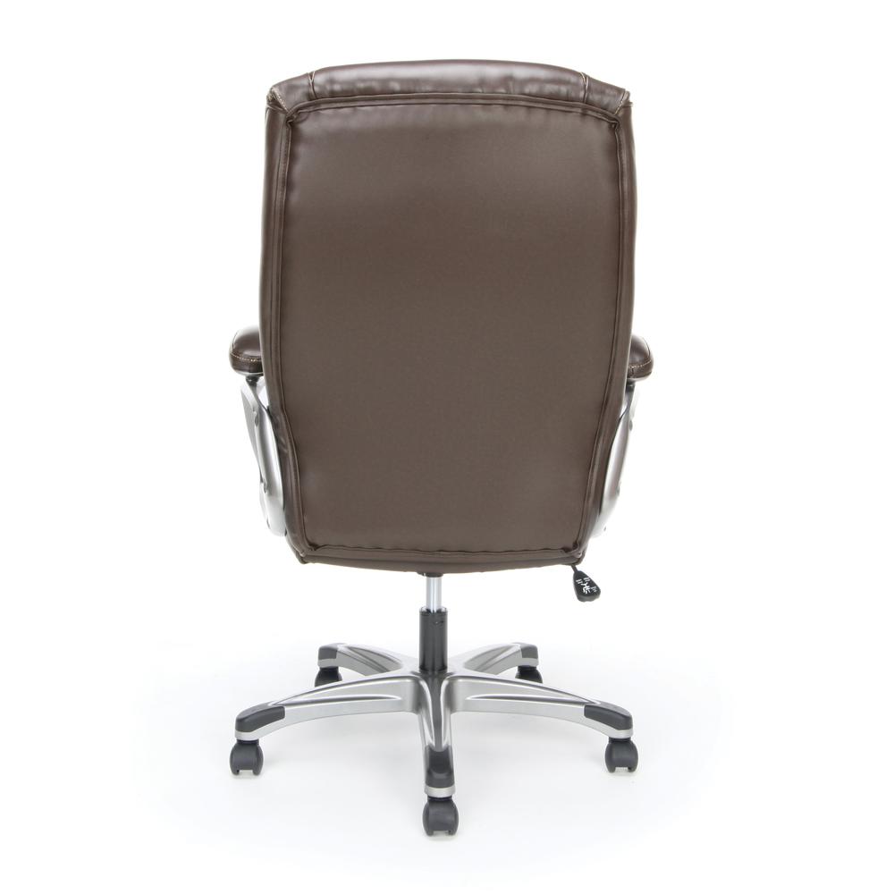 OFM ESS-6030 High-Back Bonded Leather Chair with Fixed Arms, Brown. Picture 3