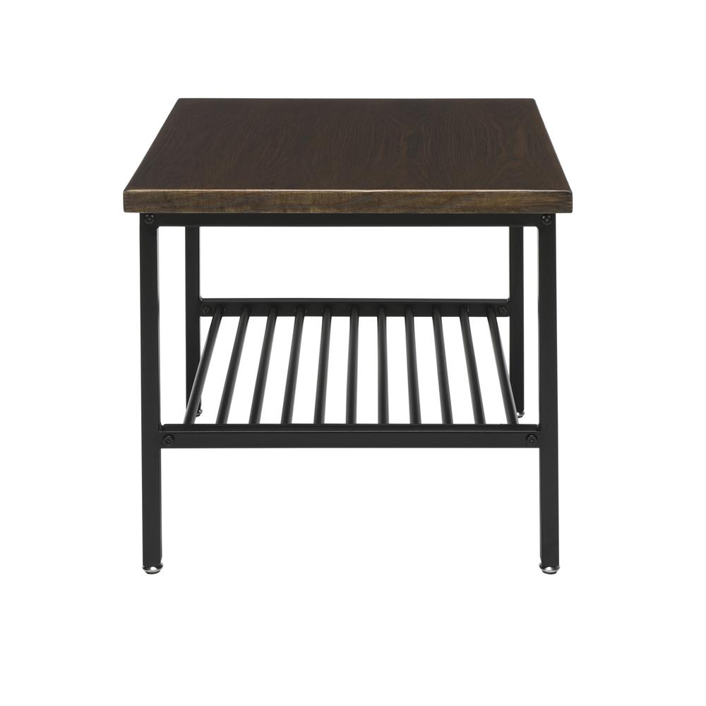 The OFM 161 Collection Industrial Modern Wood Top/Metal Frame Side Table with Metal Shelf provides industrial modern styling with multi-application functionality perfect for living rooms, bedrooms, re. Picture 4