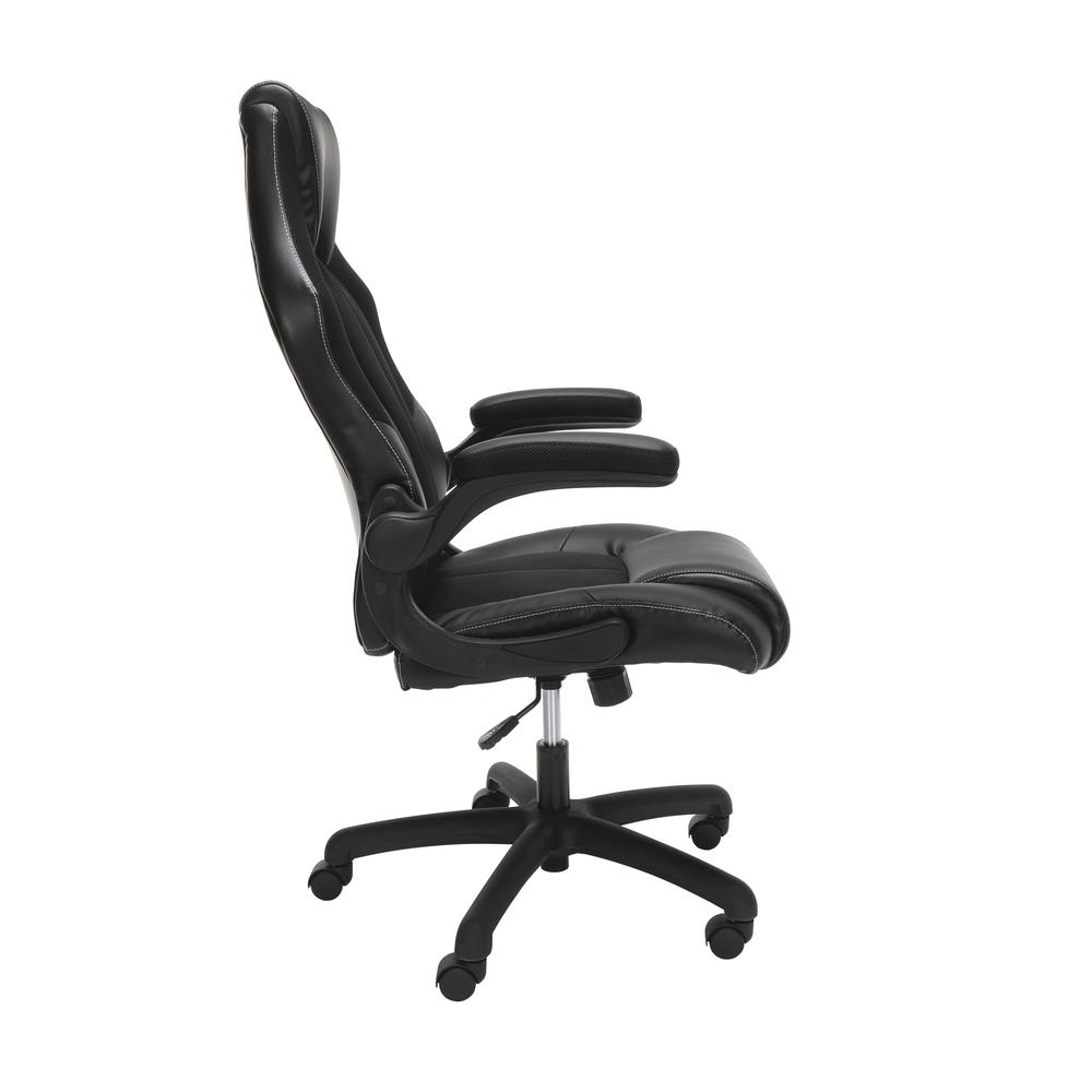 High-Back Racing Style Bonded Leather Gaming Chair, in Black. Picture 4