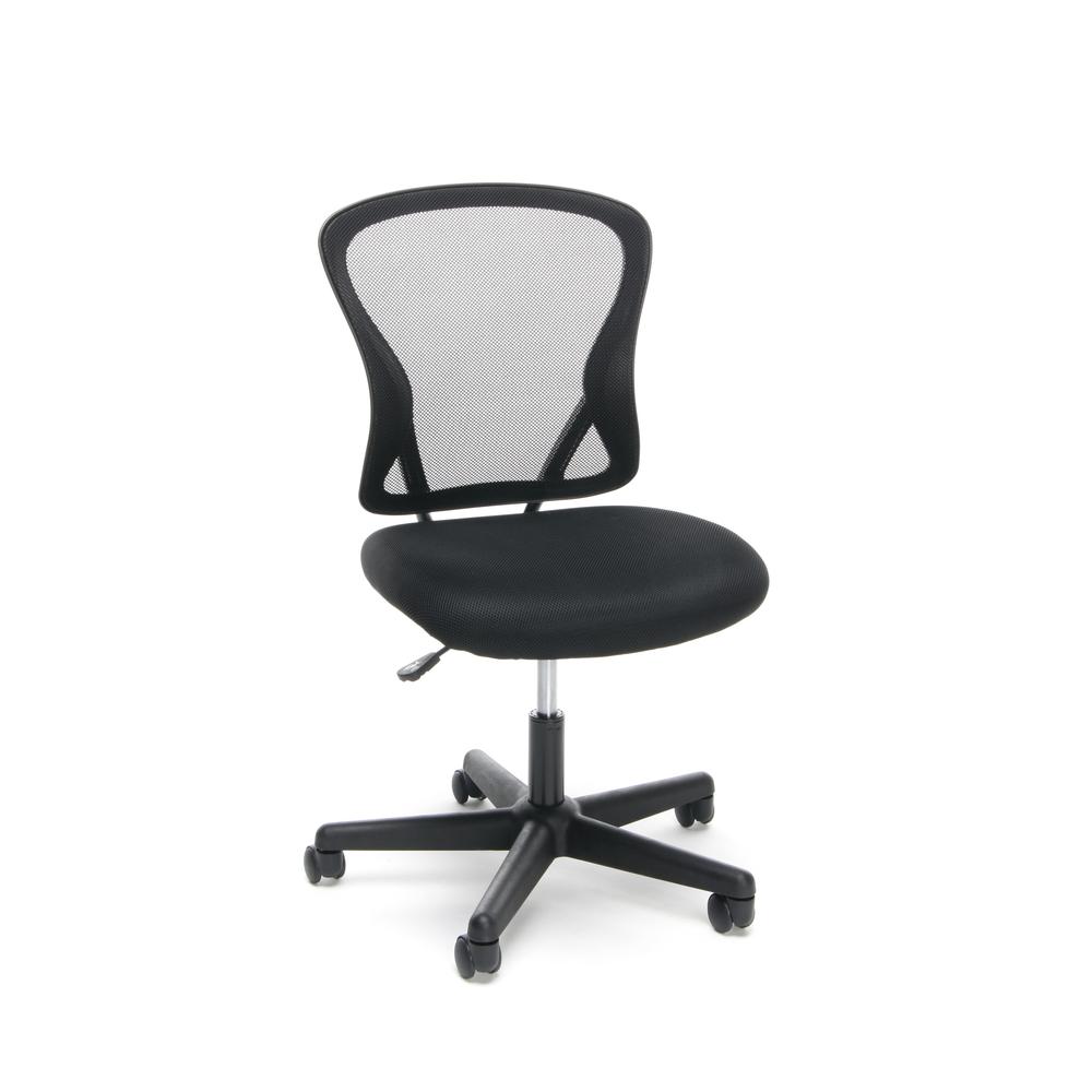 Essentials by OFM ESS-3010 Swivel Mesh Back Armless Task Chair, Mid Back, Black. Picture 1