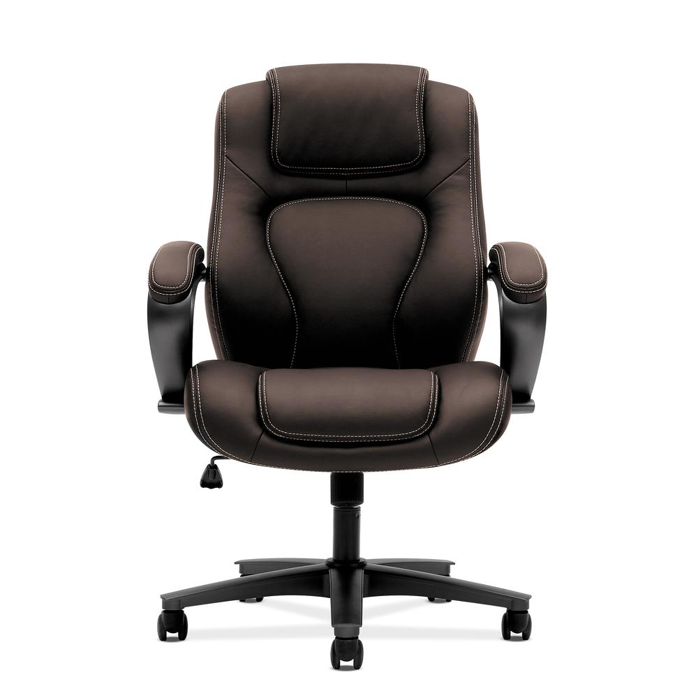 HON Managerial Office Chair- High-Back Computer Desk Chair with Loop Arms , Brown (VL402). Picture 2