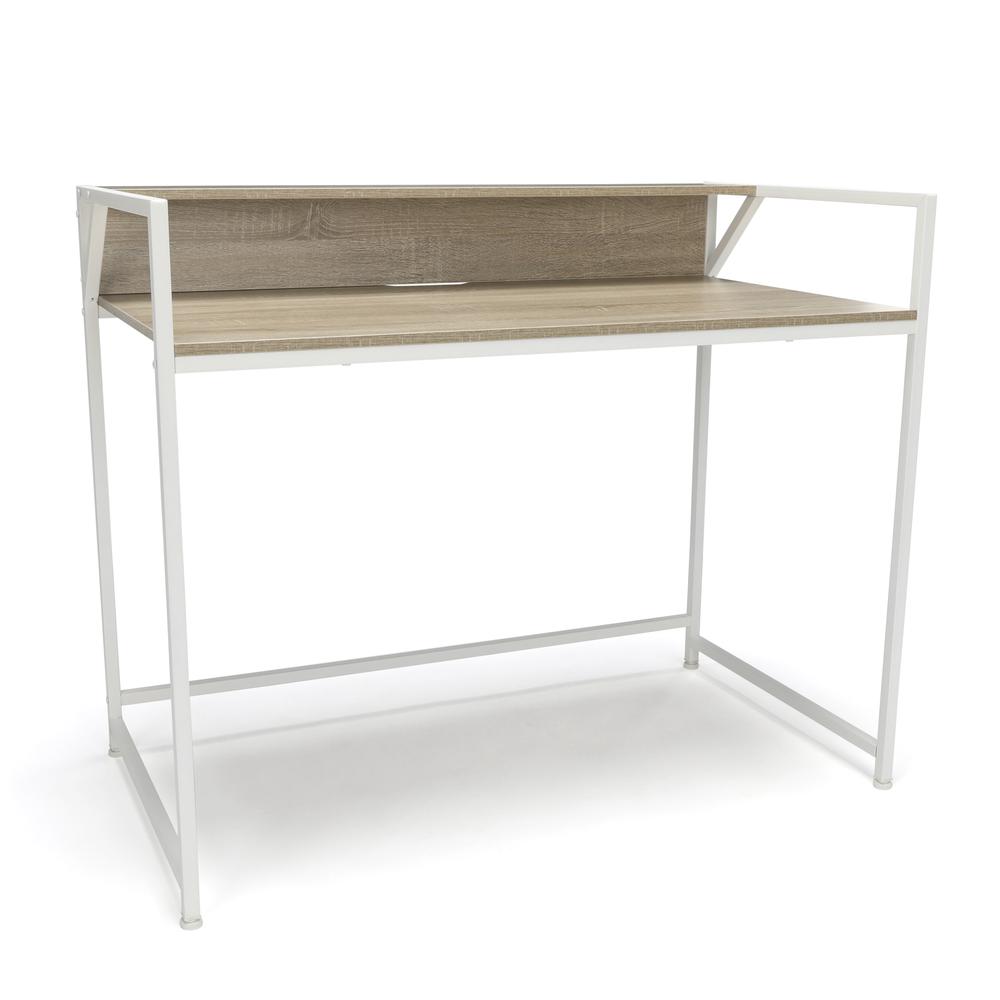 Essentials by OFM ESS-1003 Computer Desk with Shelf, White with Natural. Picture 1