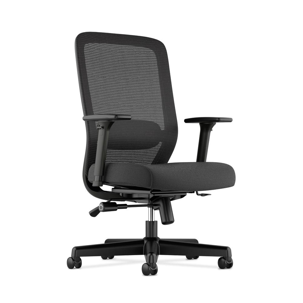 HVL721 Mesh High-Back Task Chair | Synchro-Tilt, Lumbar, Seat Glide | 2-Way Arms | Black Fabric. Picture 1