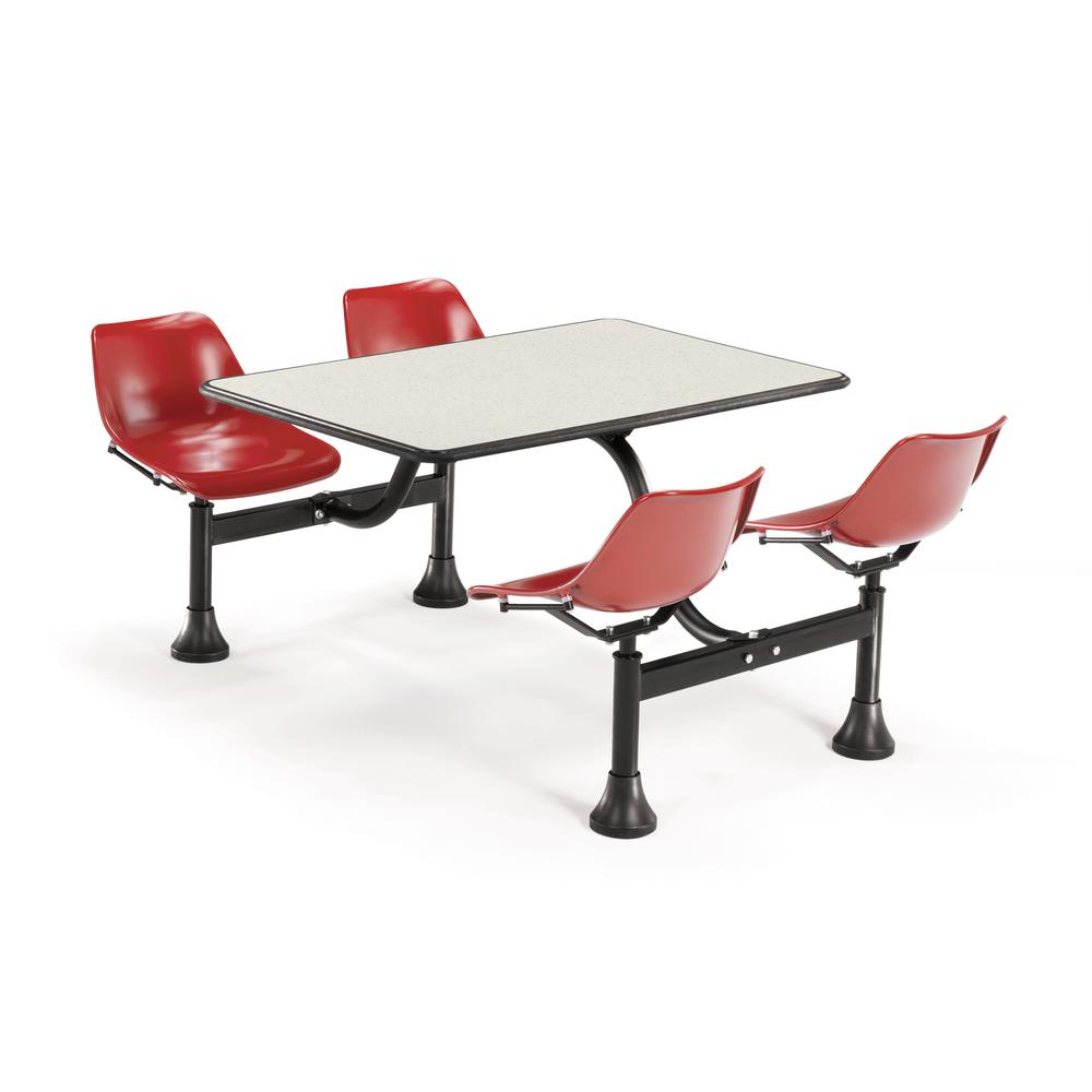 Cluster Seating Table with 24 Top and 4 Seats, Beige Nebula with Red. Picture 1