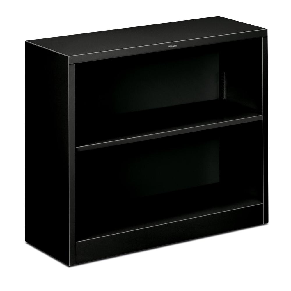 HON Metal Bookcase - Bookcase with Two Shelves, 34-1/2w x 12-5/8d x 29h, Black (S30ABCP). Picture 1