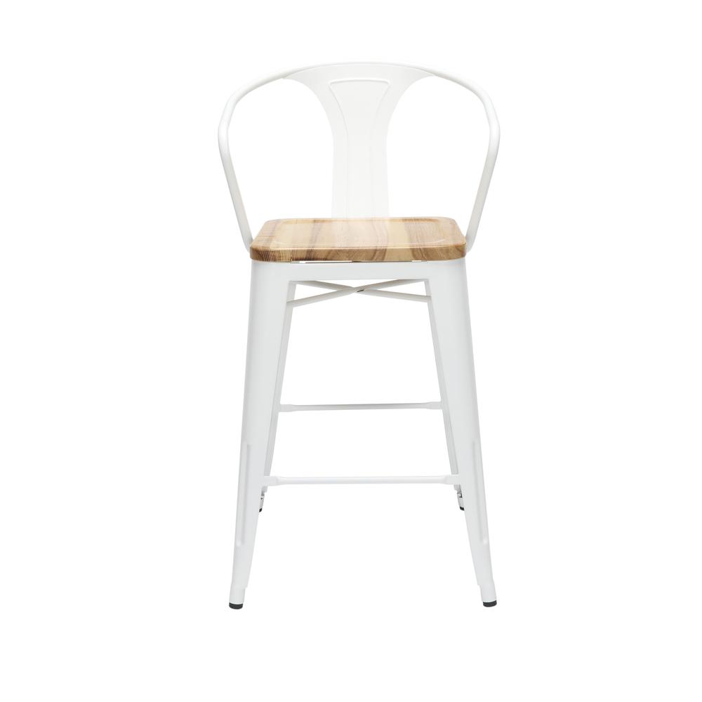 The OFM 161 Collection Industrial Modern 26" Mid Back Metal Stools with Arms and Solid Ash Wood Seats, 4 Pack, bring the industrial vibe of a galvanized steel frame with the cozy comfort of arms and c. Picture 2