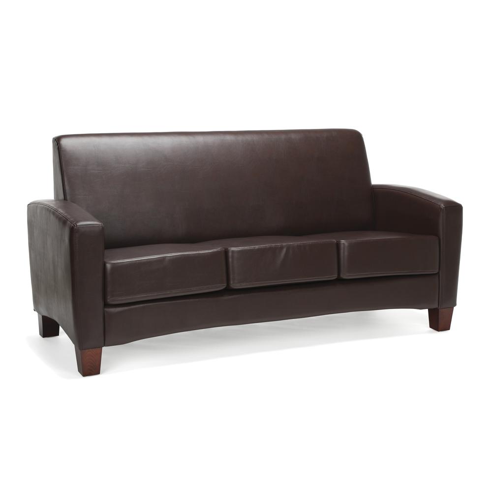 Essentials by OFM ESS-9052 Traditional Reception Sofa, Brown. Picture 1