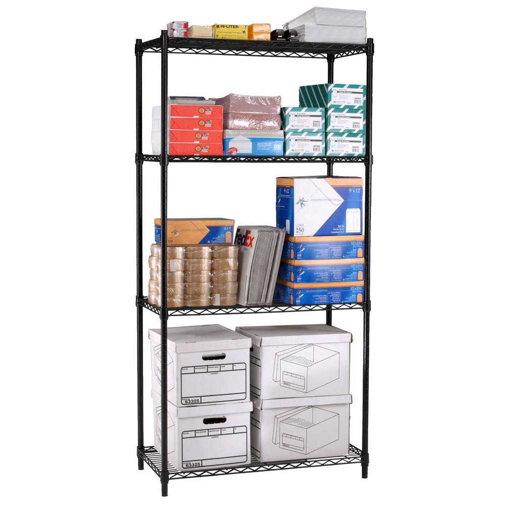 OFM Adjustable Wire Shelving Unit 36 x 72, 18" Deep, in Black (S367218-BLK). The main picture.