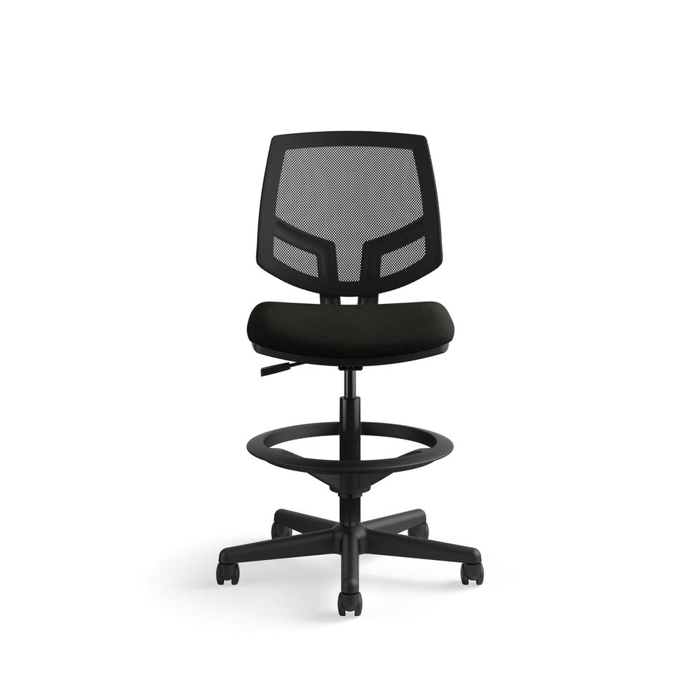HON Volt Mesh Back Task Stool- Upholstered Adjustable Office Stool,  Black (H5715). Picture 2