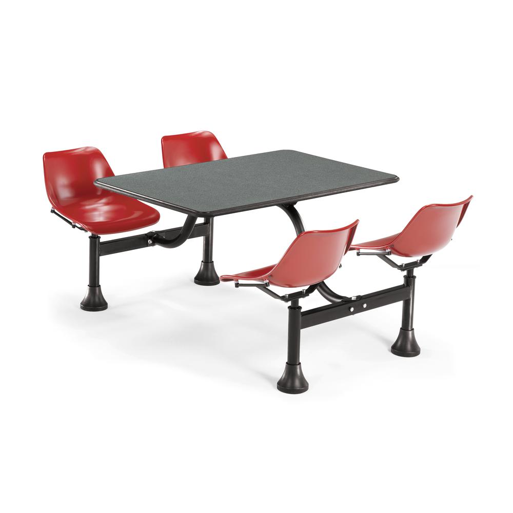 Cluster Seating Table with 24 Top and 4 Seats, Grey Nebula with Red. Picture 1